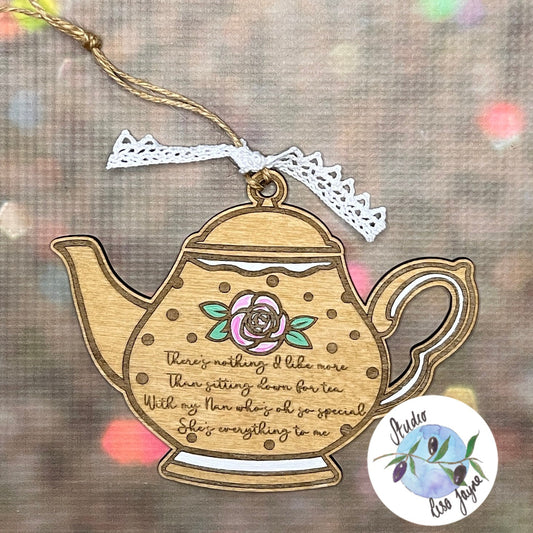 Teapot Poem Nan|Gran|Grandmother Handpainted Decoration