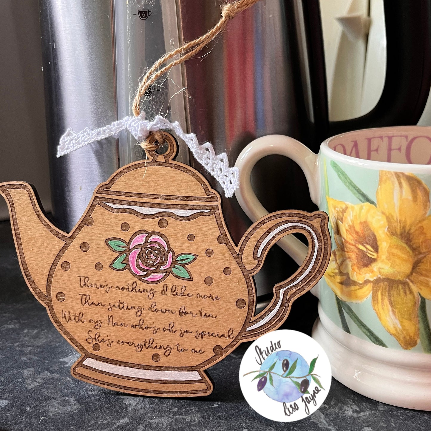 Teapot Poem Nan|Gran|Grandmother Handpainted Decoration