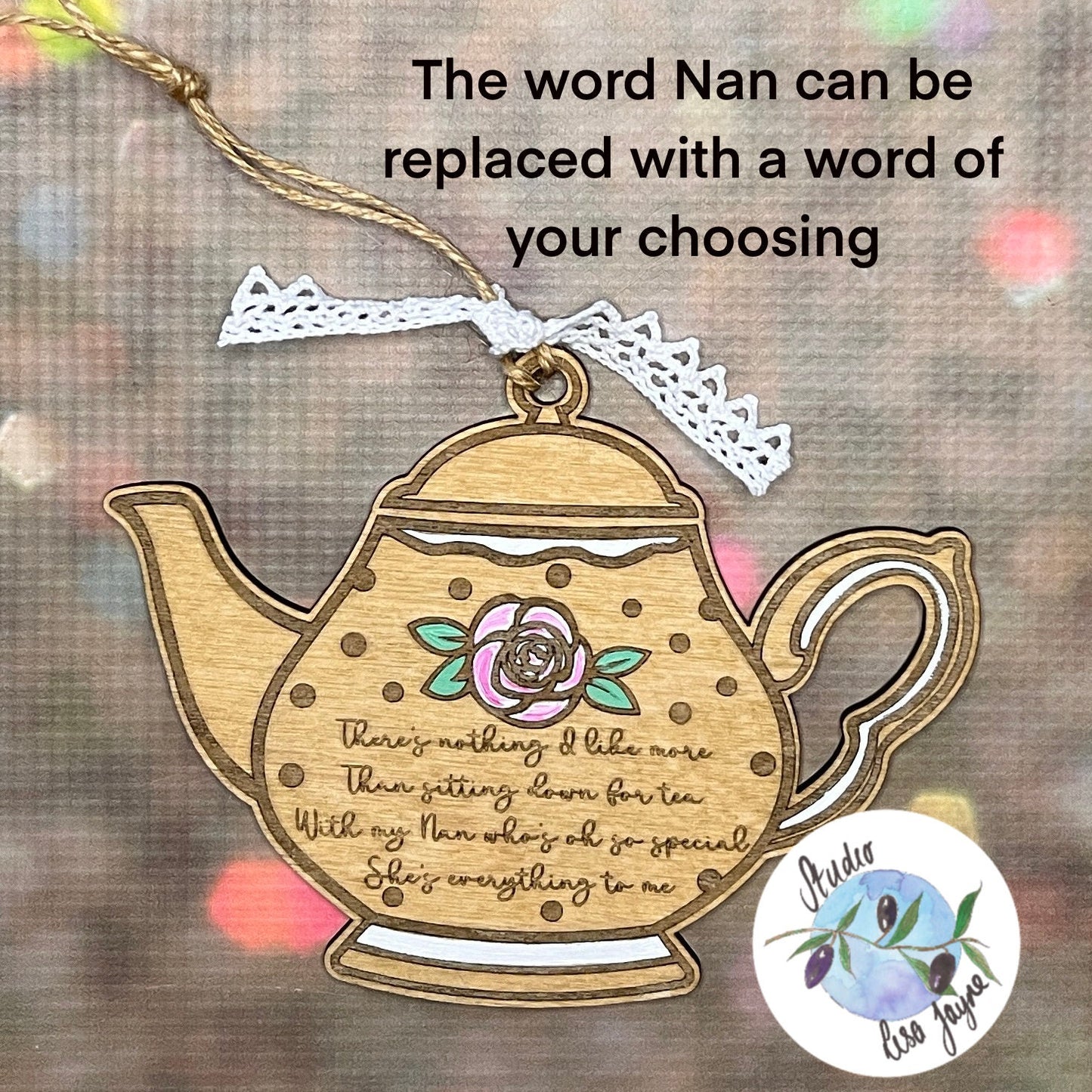 Teapot Poem Nan|Gran|Grandmother Handpainted Decoration