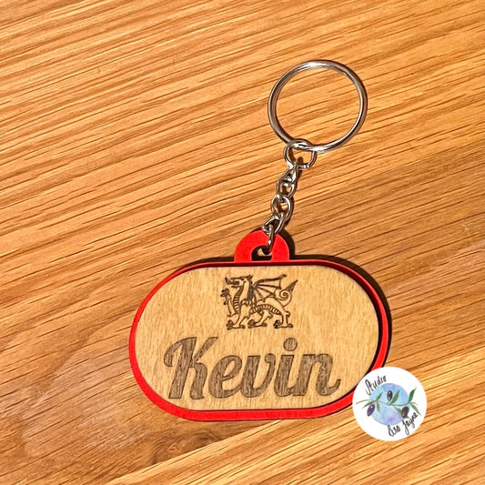 Personalised Name Welsh Themed Keyring