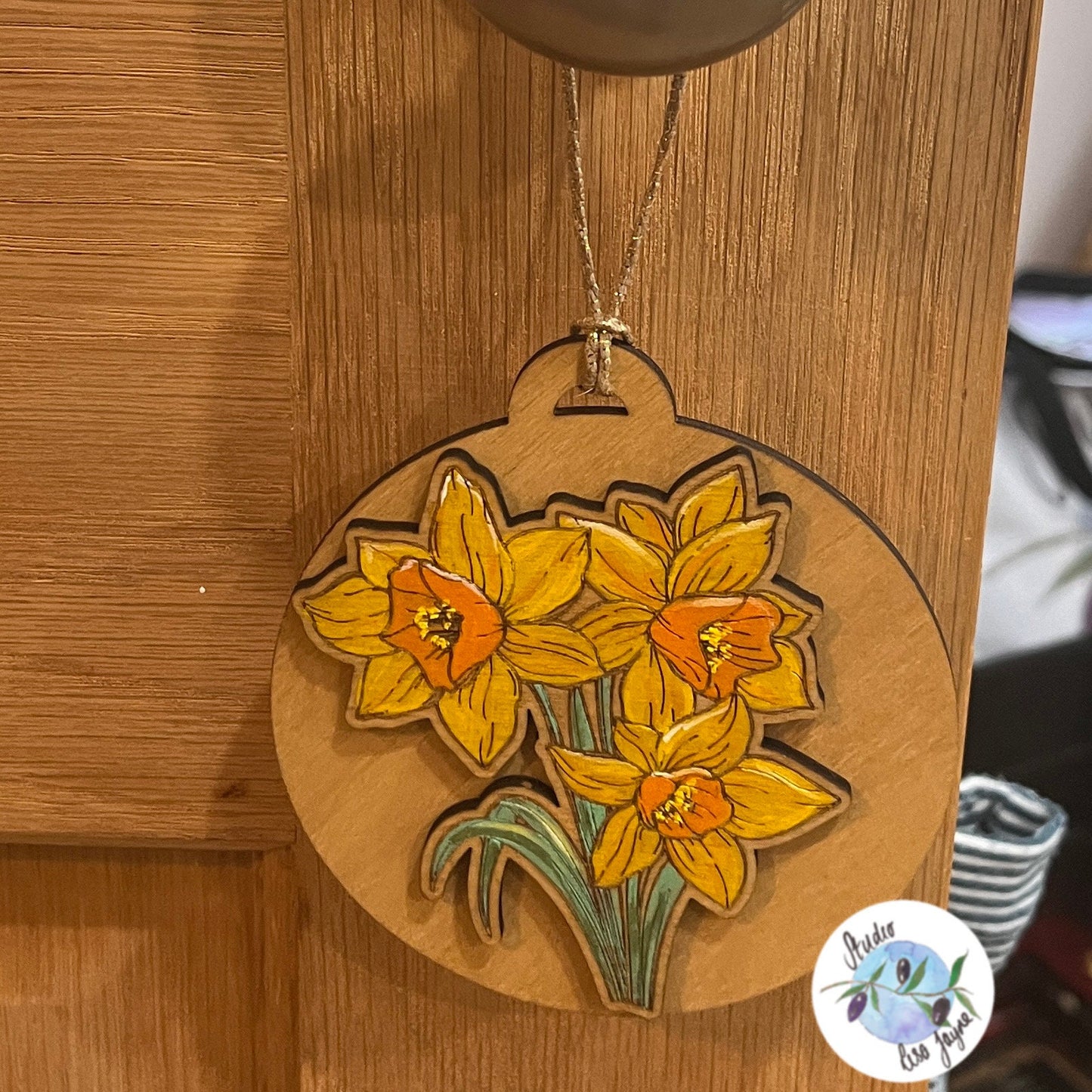 Daffodil Handpainted Wooden Hanging Decor