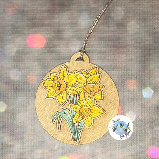 Daffodil Handpainted Wooden Hanging Decor