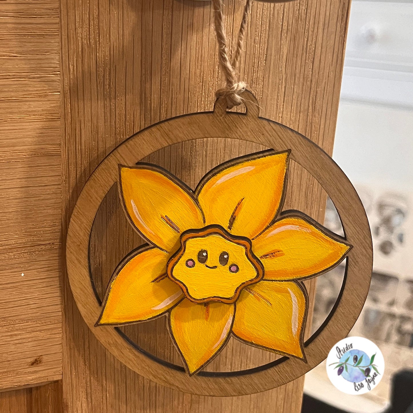 Daffodil Handpainted 3D Wooden Hanging Decor