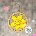 Daffodil Handpainted 3D Wooden Hanging Decor