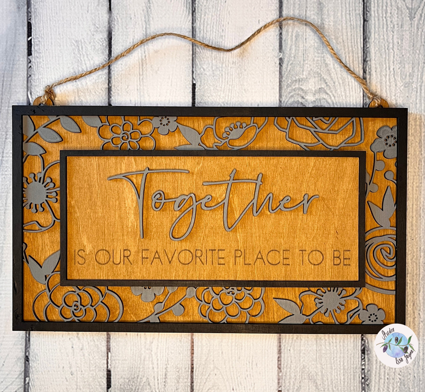 Together is Our Favourite Place to Be Hanging Wooden Sign