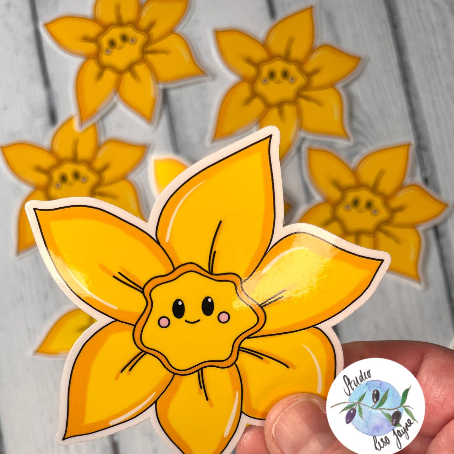 Welsh Daffodil Face Waterproof Vinyl Sticker