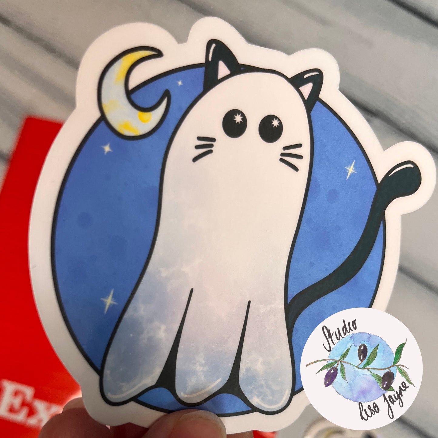 Ghost Cat Waterproof Vinyl Sticker