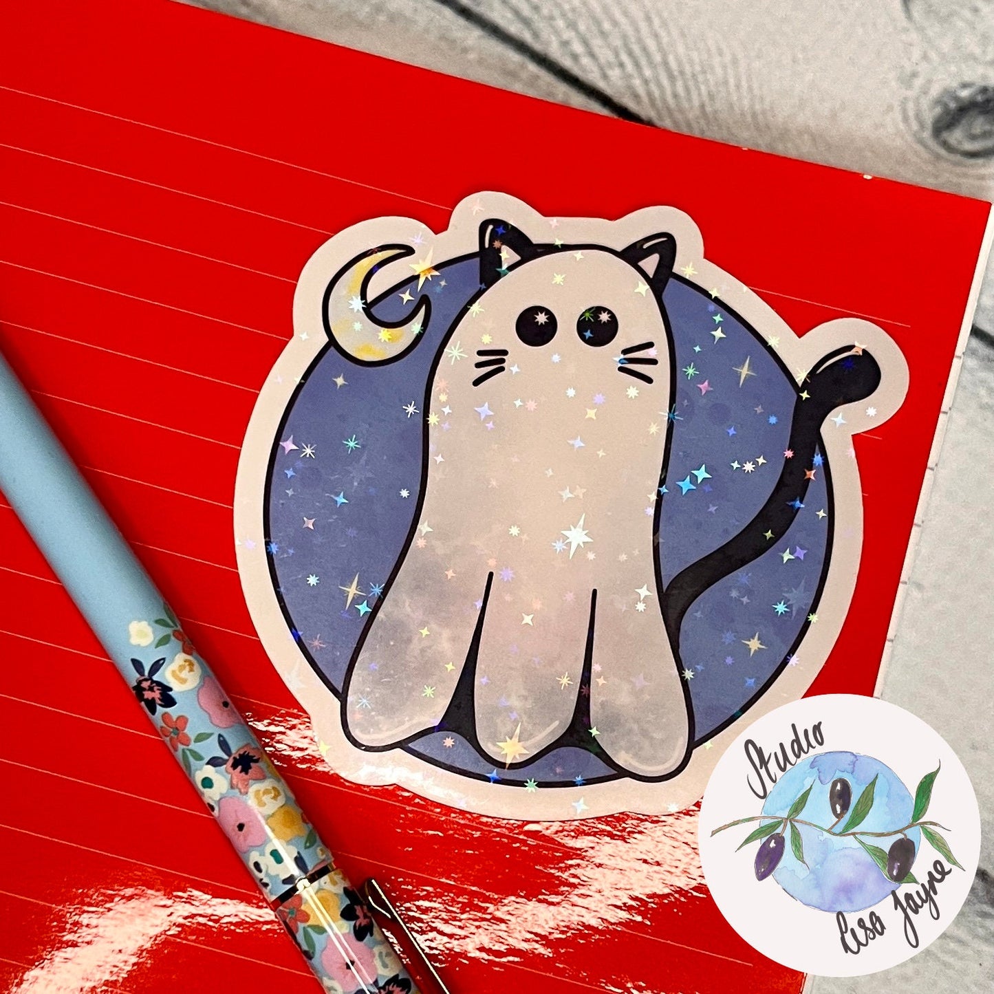 Ghost Cat Waterproof Vinyl Sticker