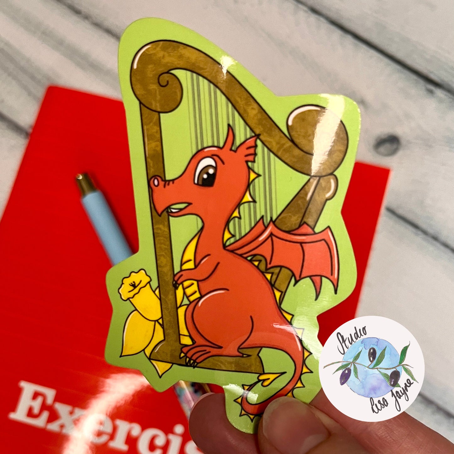 Welsh Dragon Harp Daffodil Waterproof Vinyl Sticker