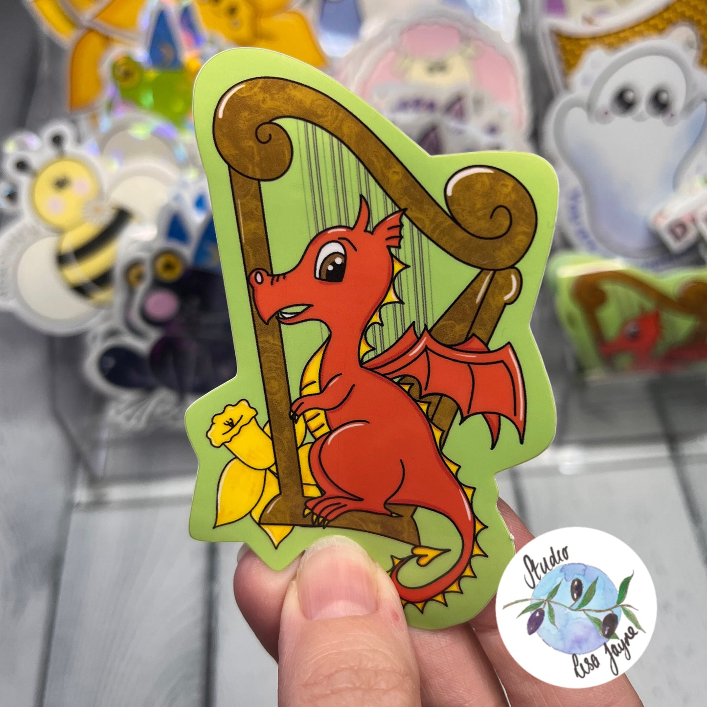 Welsh Dragon Harp Daffodil Waterproof Vinyl Sticker