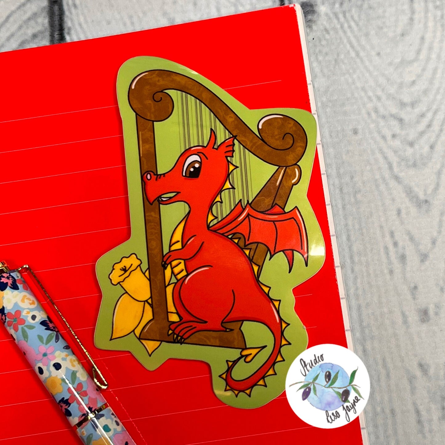 Welsh Dragon Harp Daffodil Waterproof Vinyl Sticker