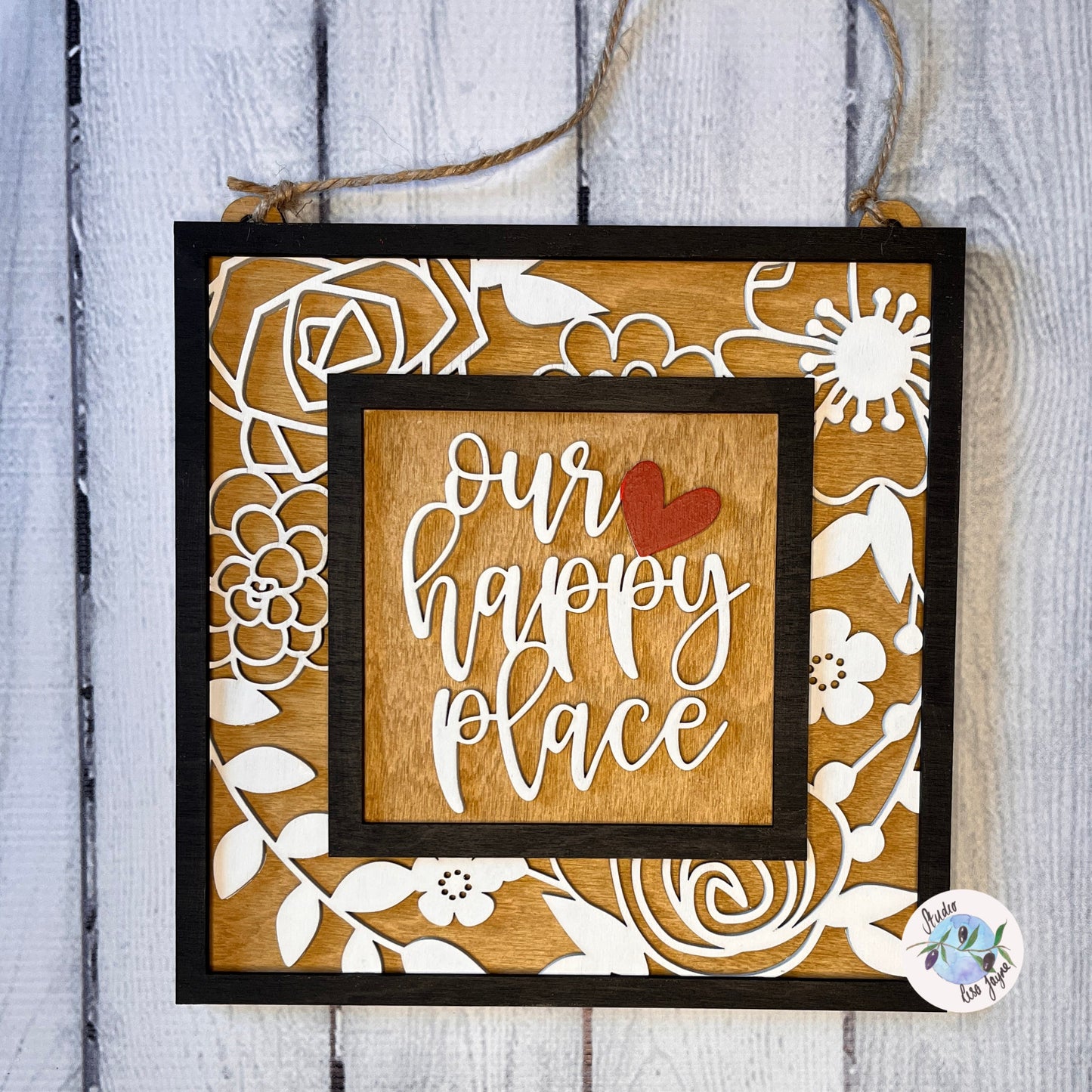 Our Happy Place Handmade Hanging Wooden Sign