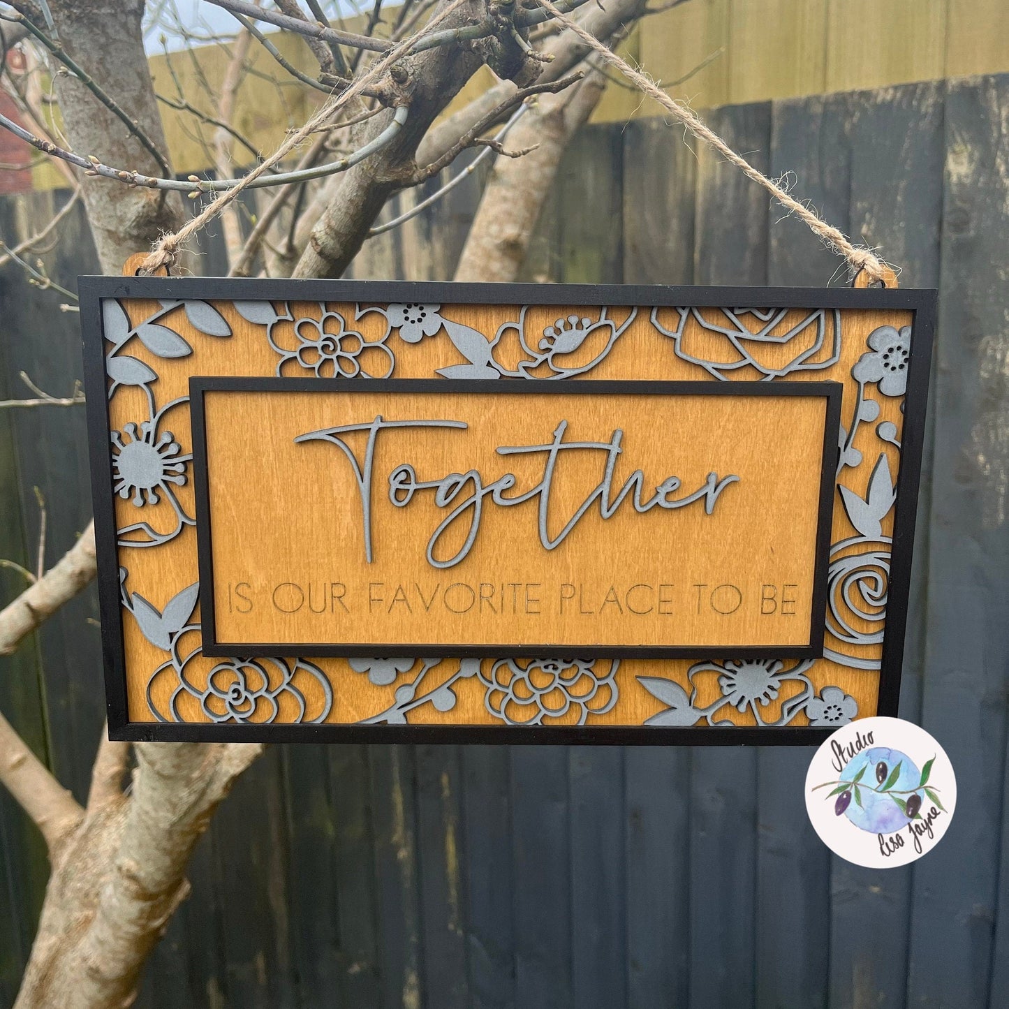 Together is Our Favourite Place to Be Hanging Wooden Sign