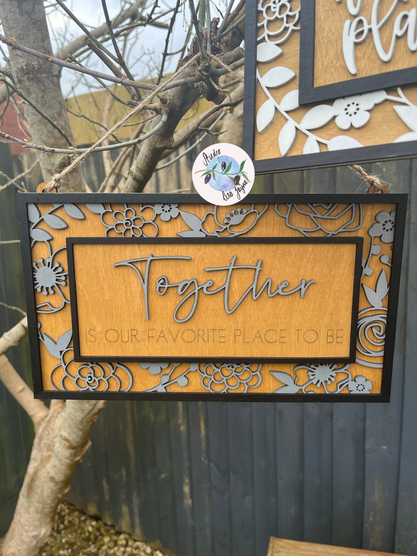 Together is Our Favourite Place to Be Hanging Wooden Sign