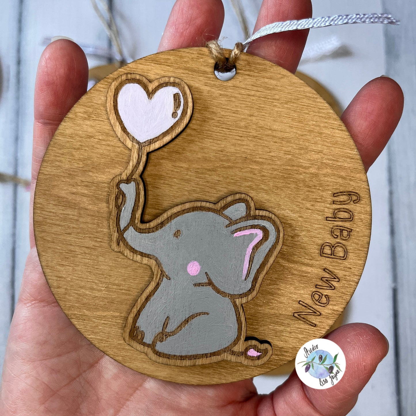 New Baby Hanging Wooden Decor Elephant and Balloon