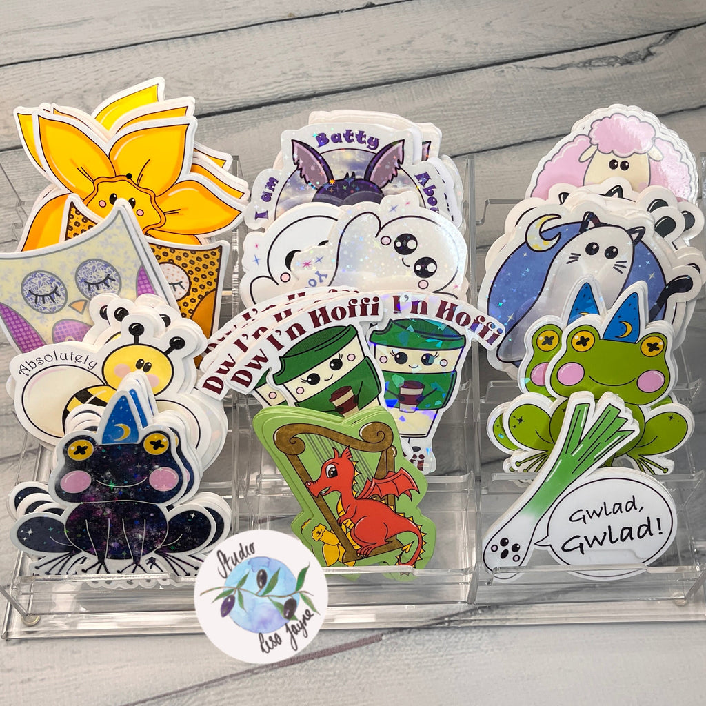 Welsh Owl Waterproof Vinyl Sticker Blodau Cariad