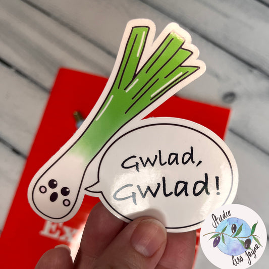 Welsh Singing Leek Gwlad Gwlad Vinyl Sticker