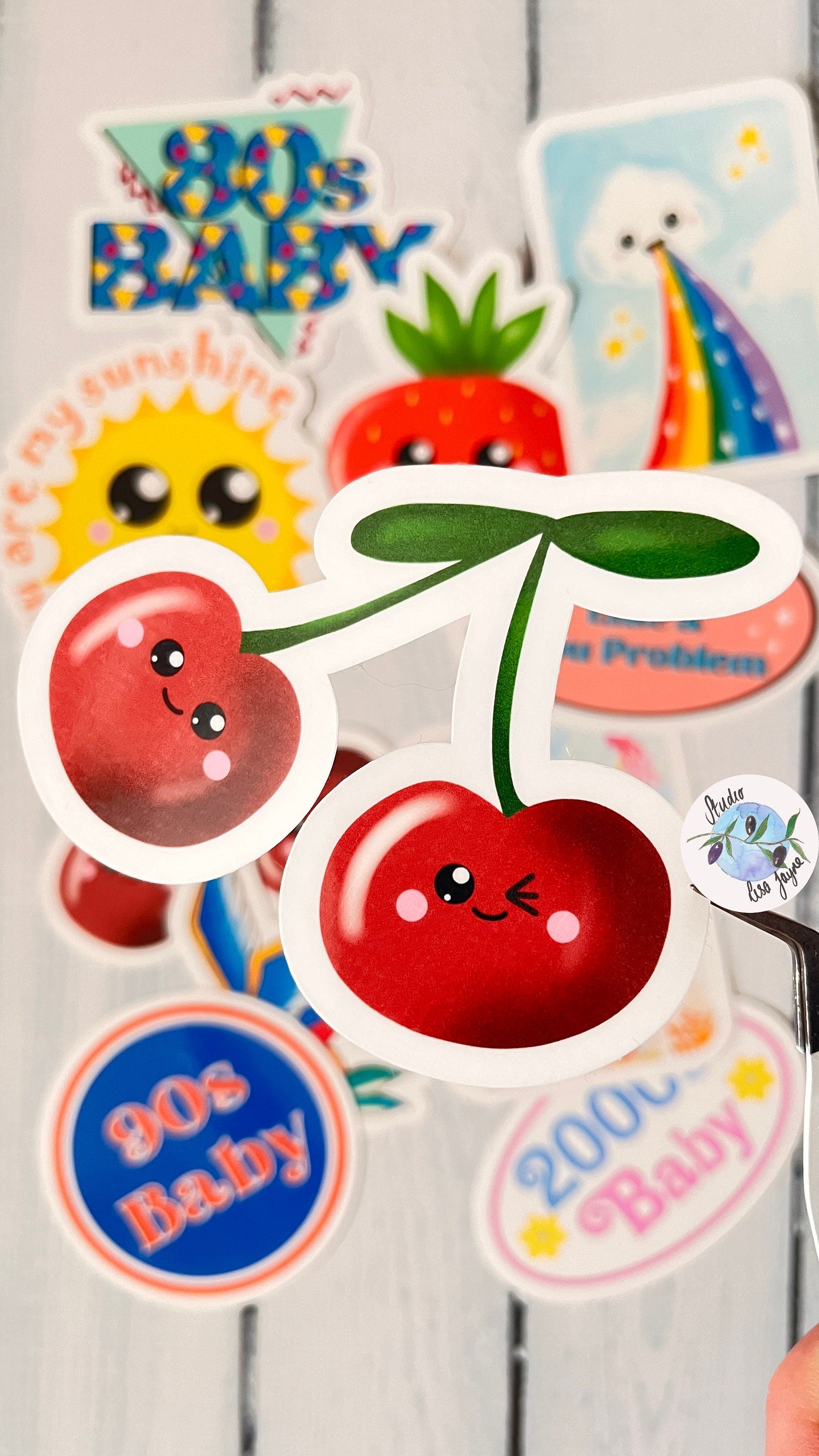 Cherries Kawaii Waterproof Vinyl Sticker