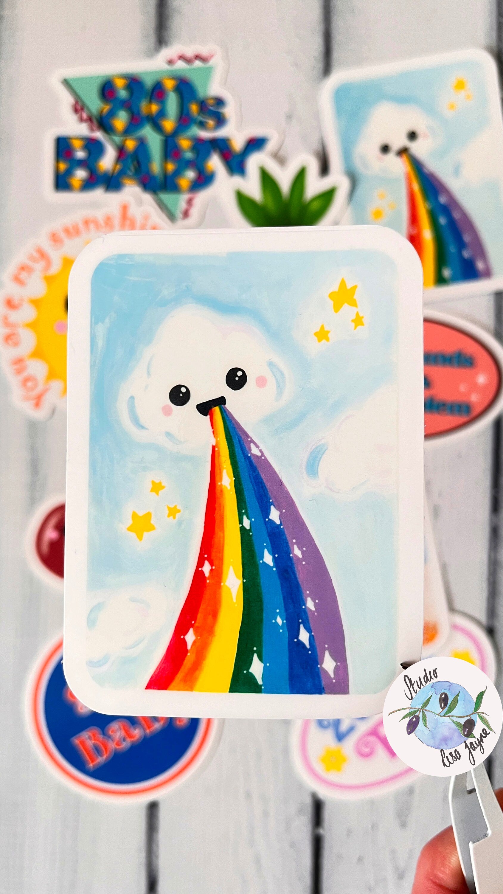 Cloud Rainbow Kawaii illustrated Waterproof Vinyl Sticker