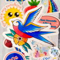Tattoo Style Swallow Bird Flower Waterproof Vinyl Sticker