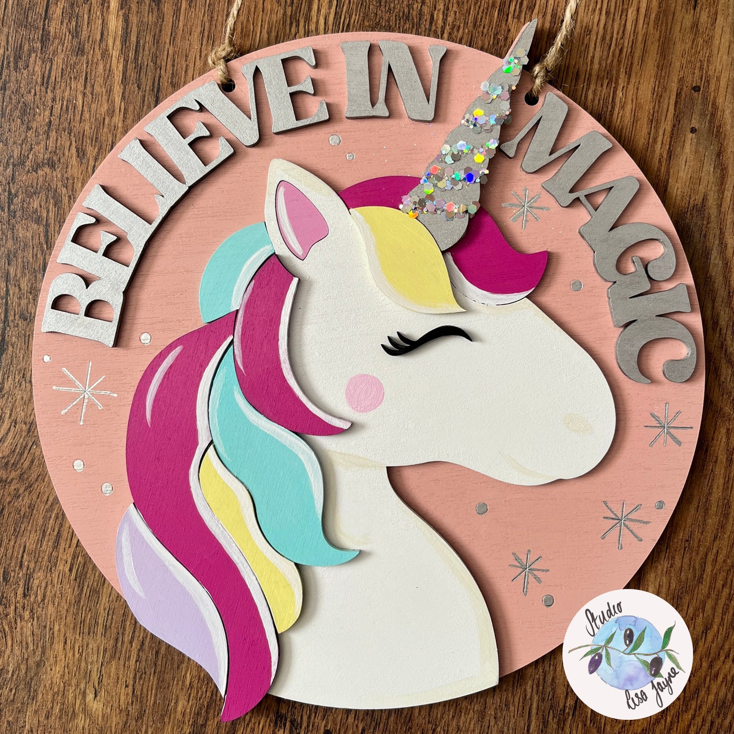 Unicorn Hanging Wooden Sign Child’s Bedroom Decor