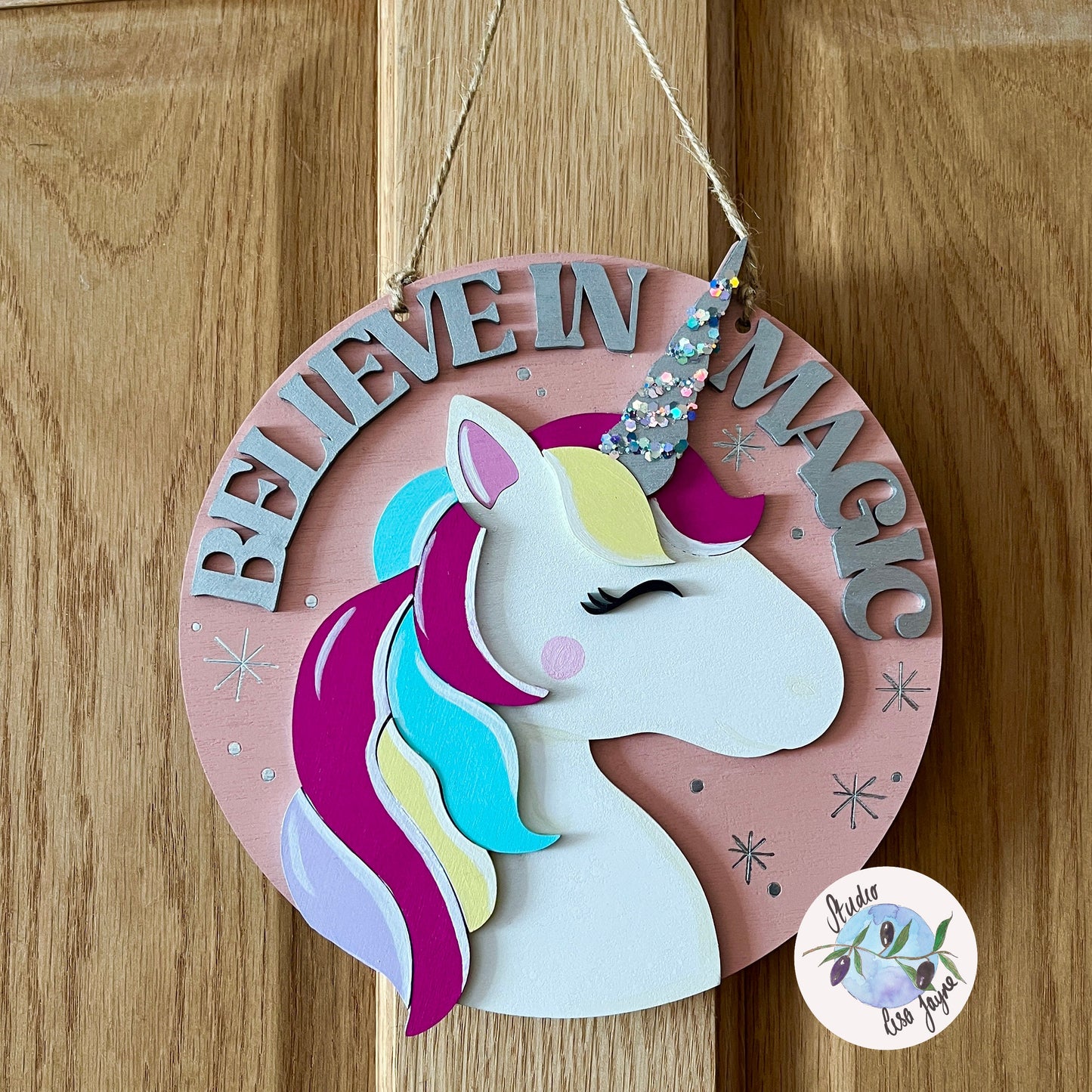 Unicorn Hanging Wooden Sign Child’s Bedroom Decor