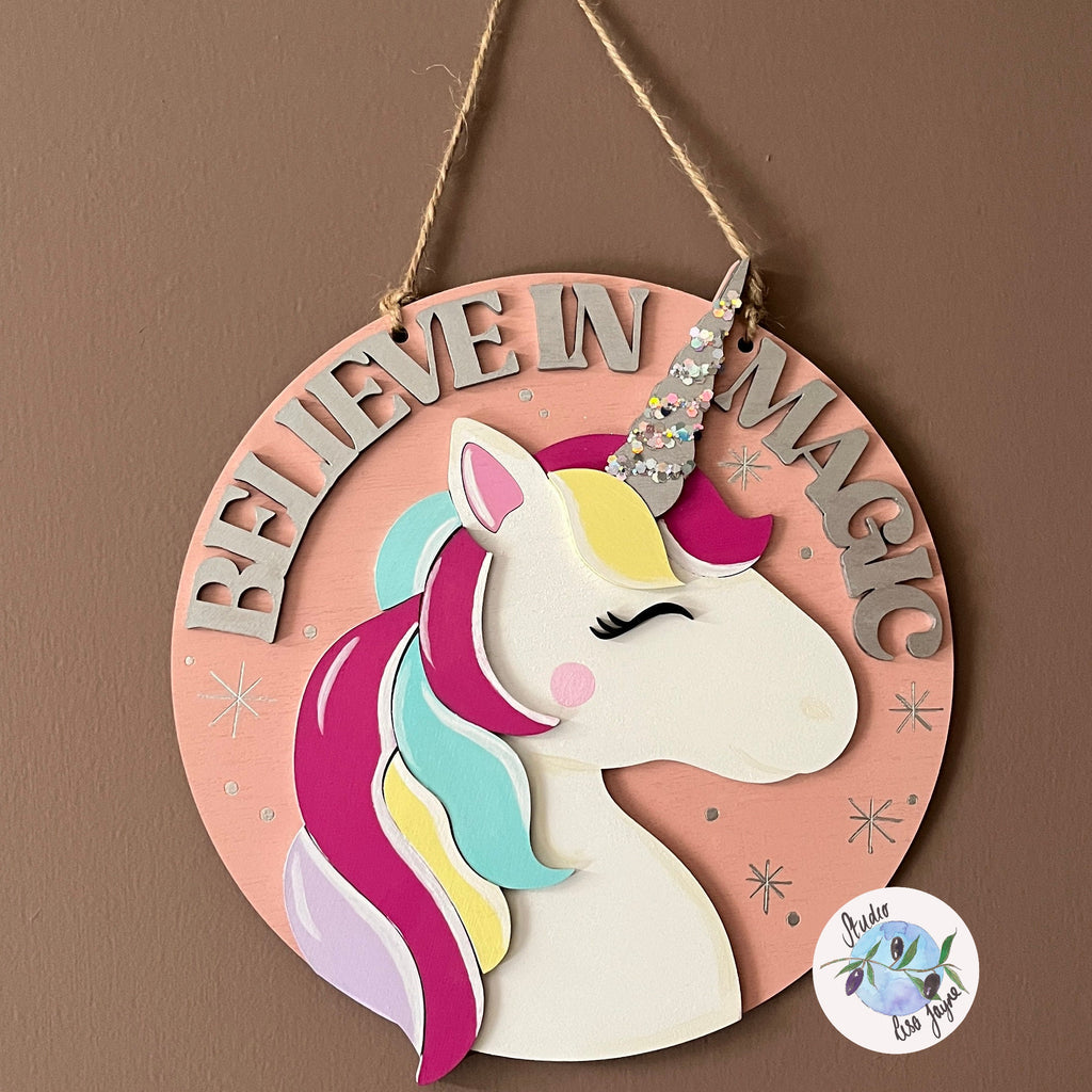 Unicorn Hanging Wooden Sign Child’s Bedroom Decor