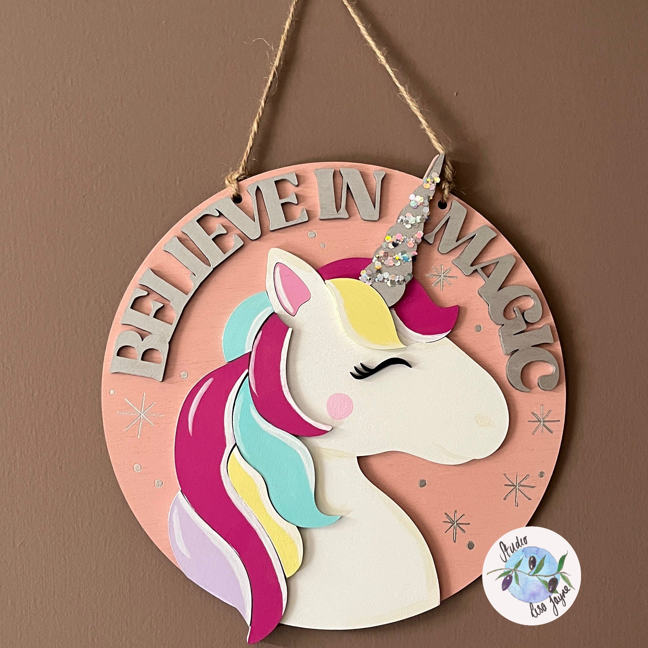 Unicorn Hanging Wooden Sign Child’s Bedroom Decor