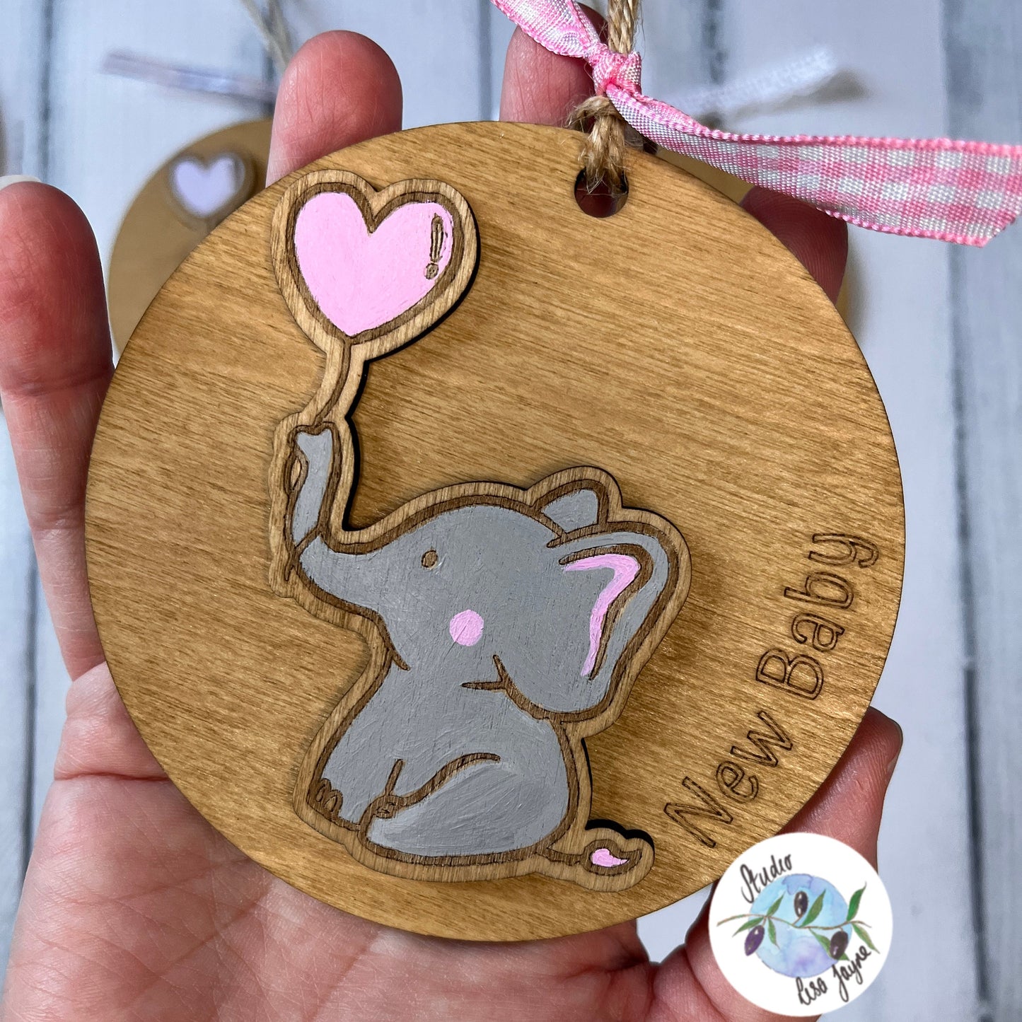 New Baby Hanging Wooden Decor Elephant and Balloon