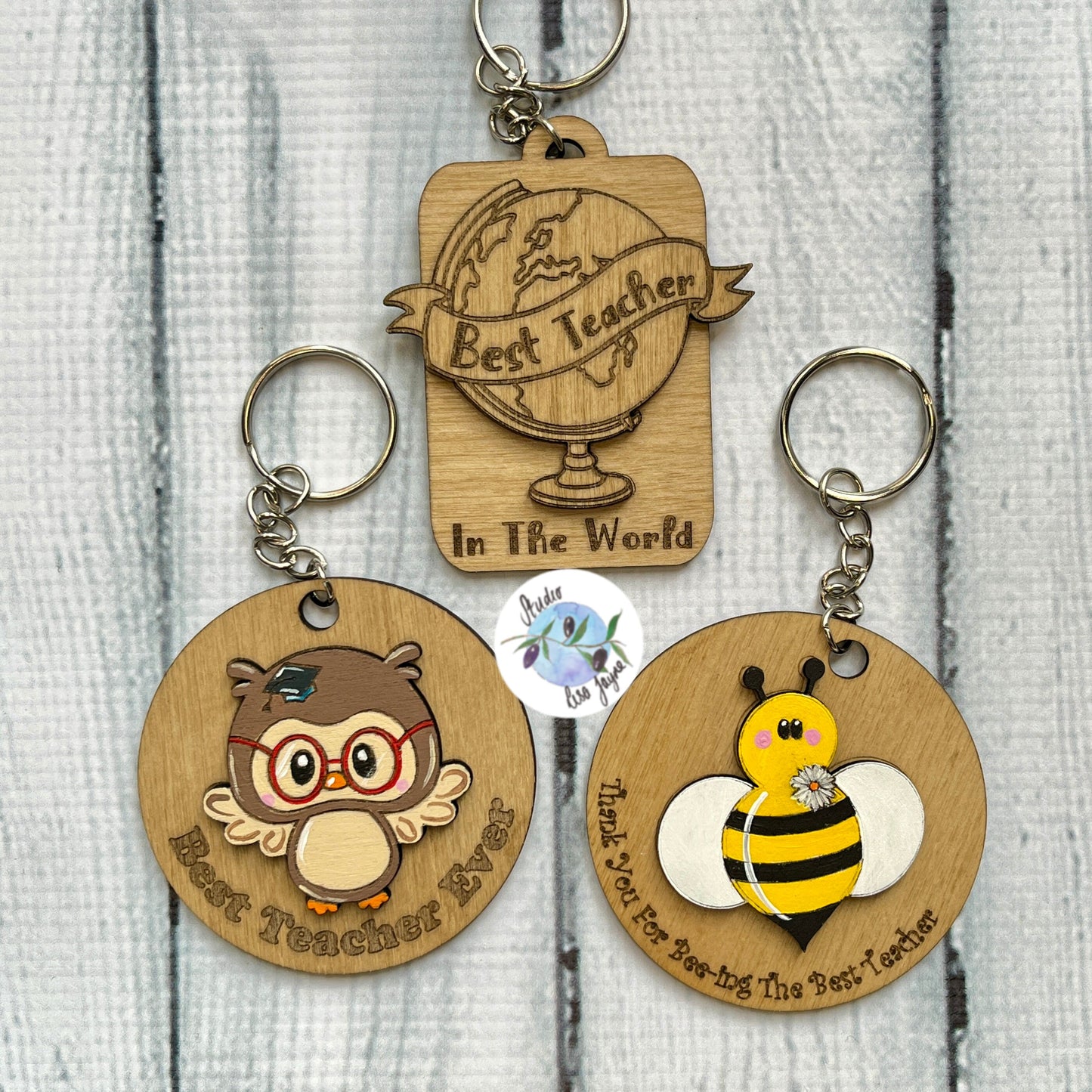 Thank You For Beeing My Teacher Handpainted Keyring - Bee