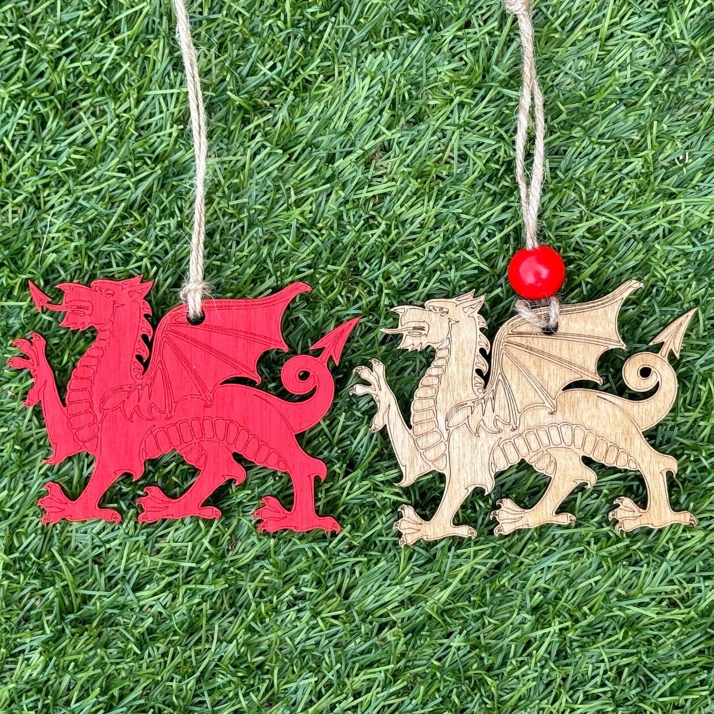 Welsh Dragon Hand Made Wooden Hanging Decor