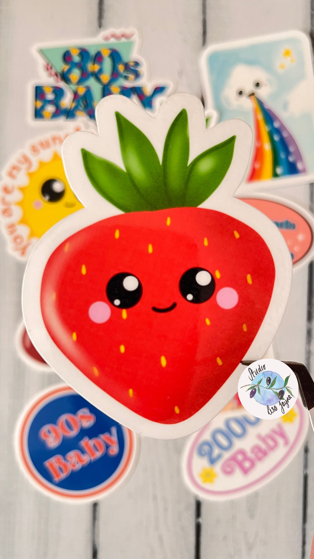 Strawberry Kawaii Waterproof Vinyl Sticker