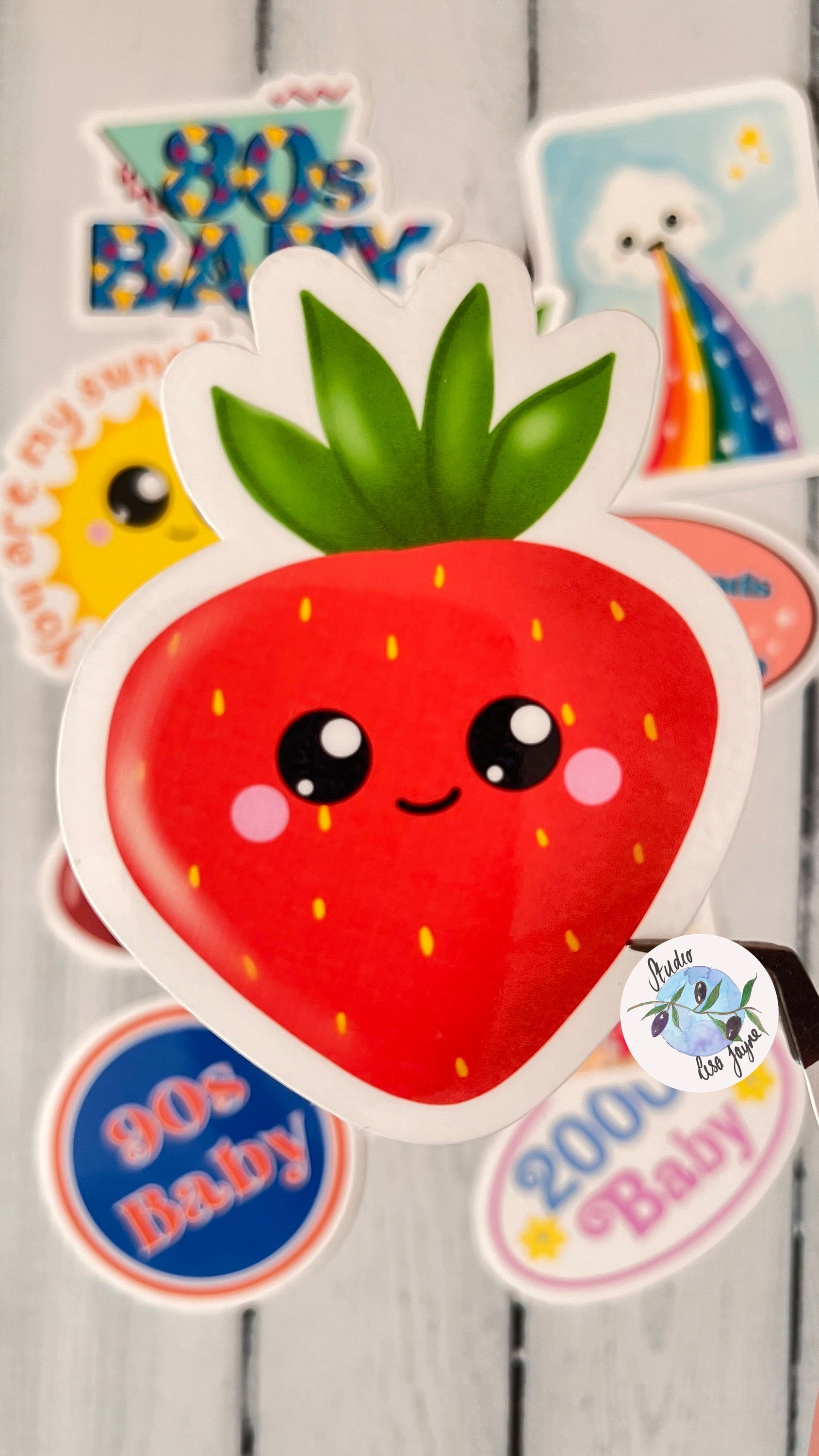 Strawberry Kawaii Waterproof Vinyl Sticker