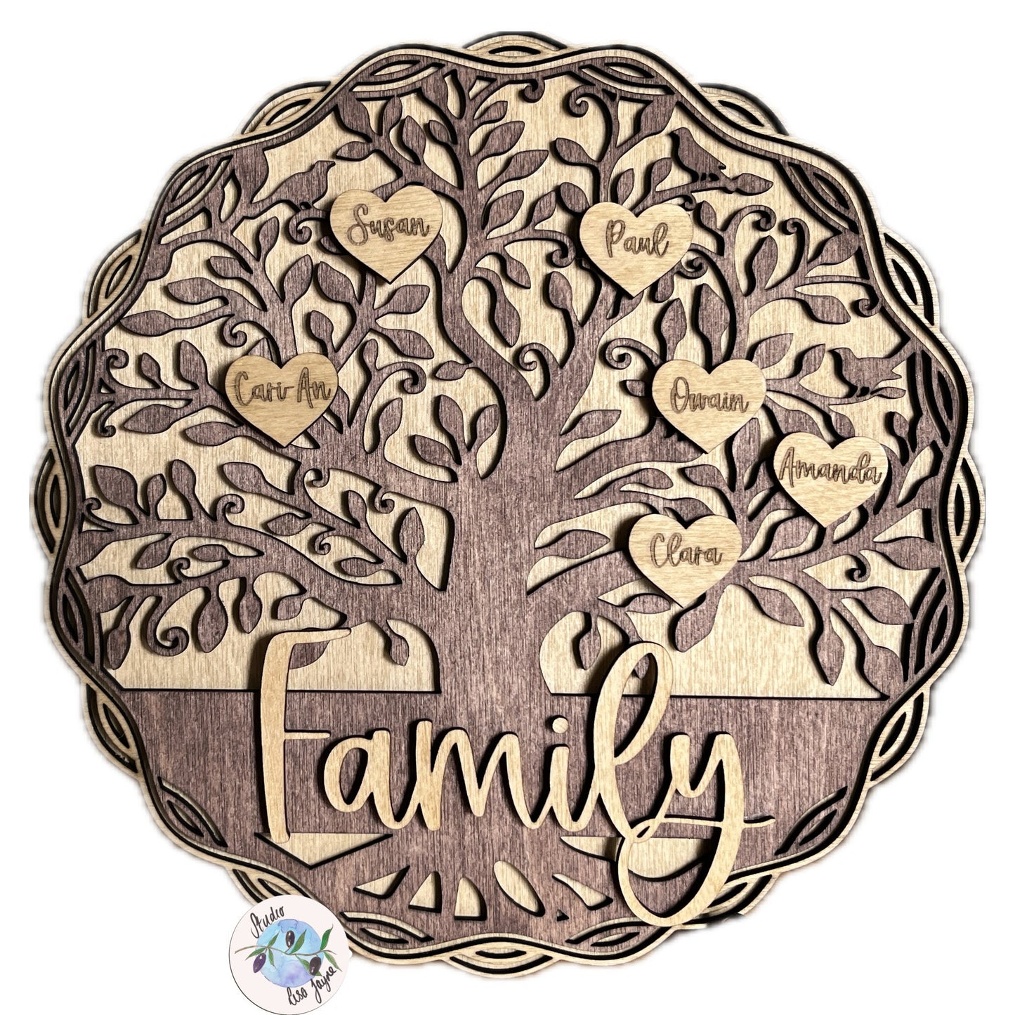 Family Tree Personalised Wooden Home Decor - with stand