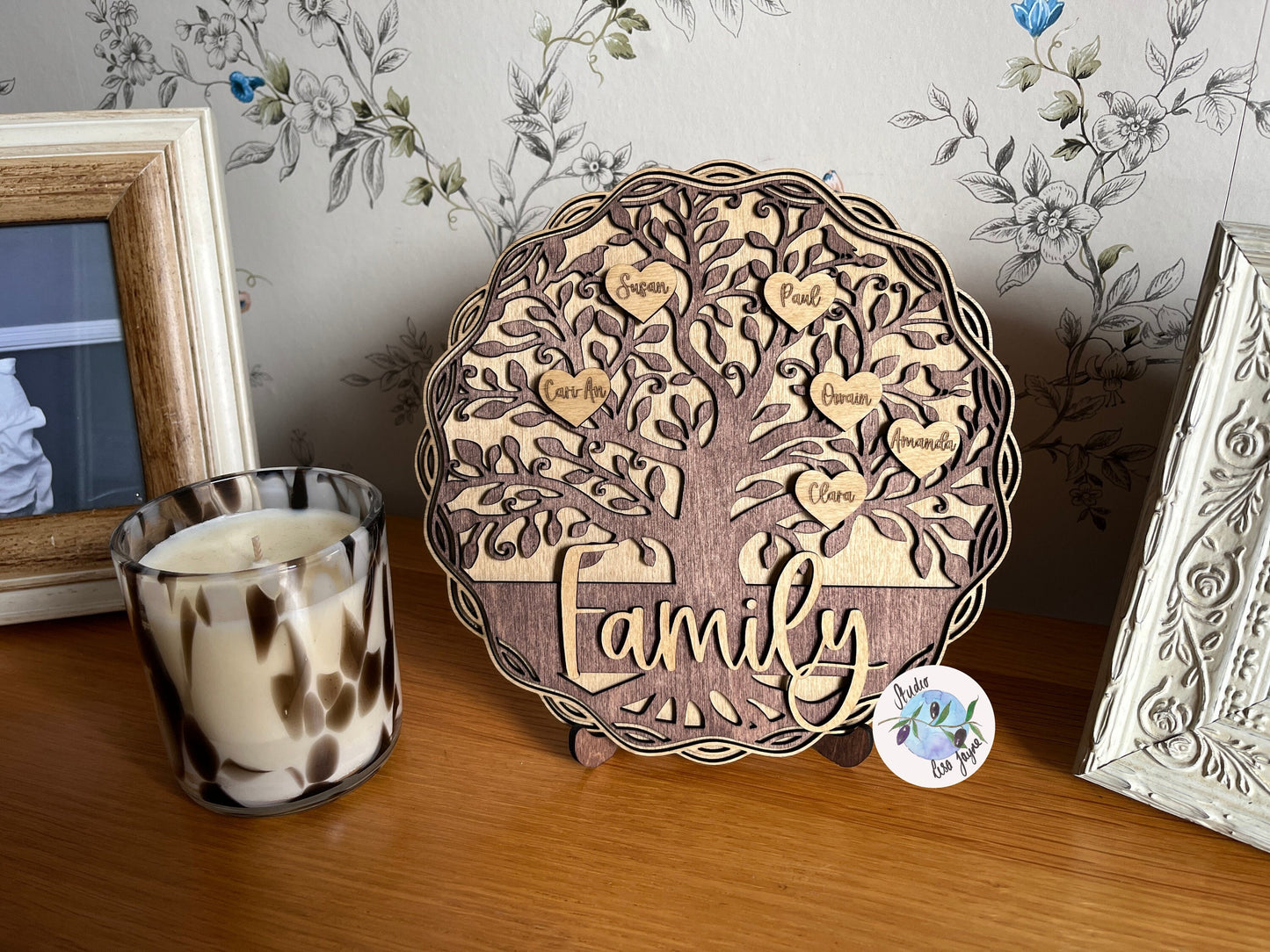 Family Tree Personalised Wooden Home Decor - with stand