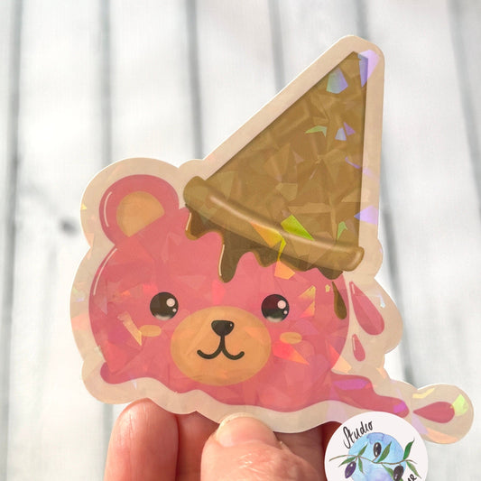 Ice Cream Bear Melted Cone Kawaii Waterproof Vinyl Sticker