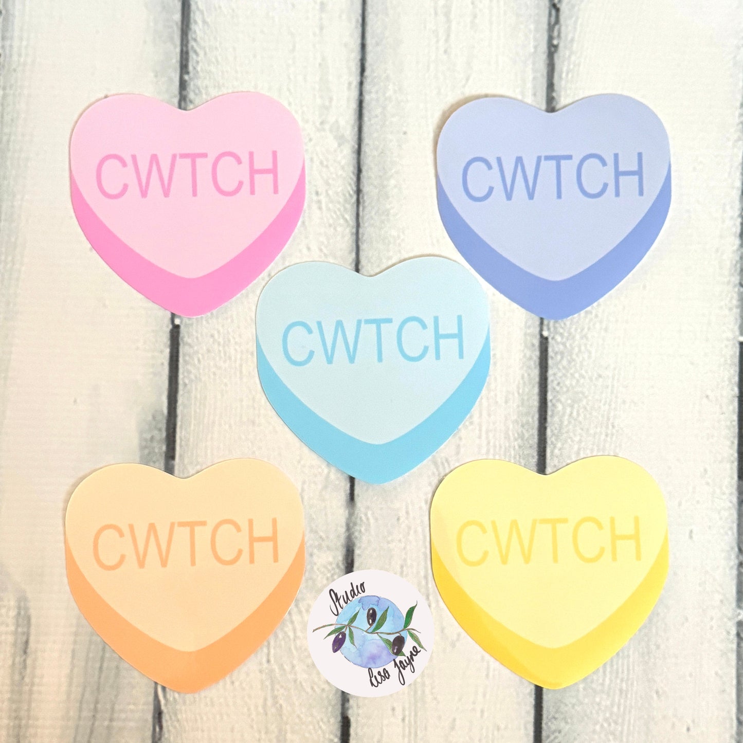 Cwtch Welsh Love Heart Sweets Candy Waterproof Vinyl Sticker