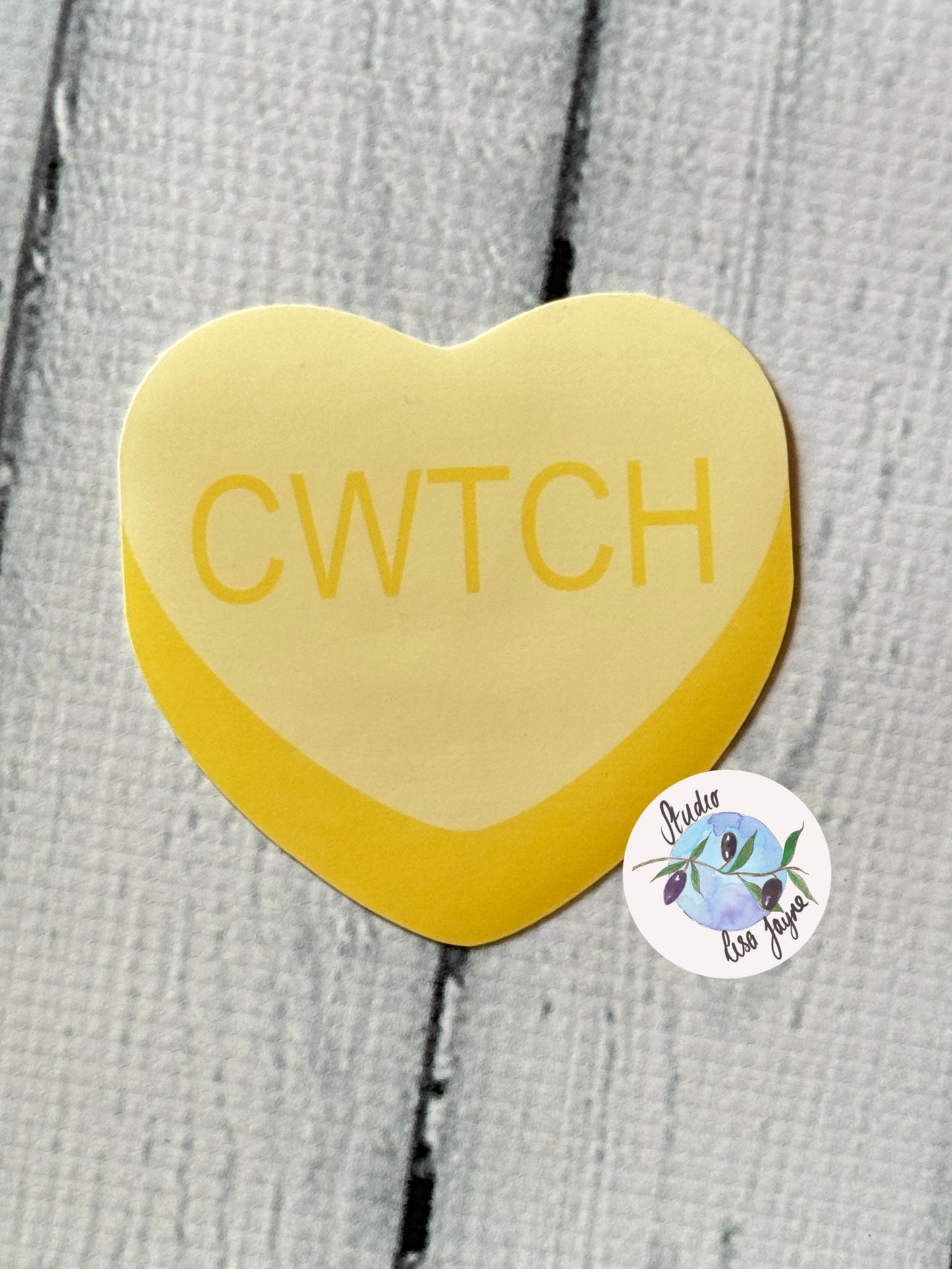 Cwtch Welsh Love Heart Sweets Candy Waterproof Vinyl Sticker