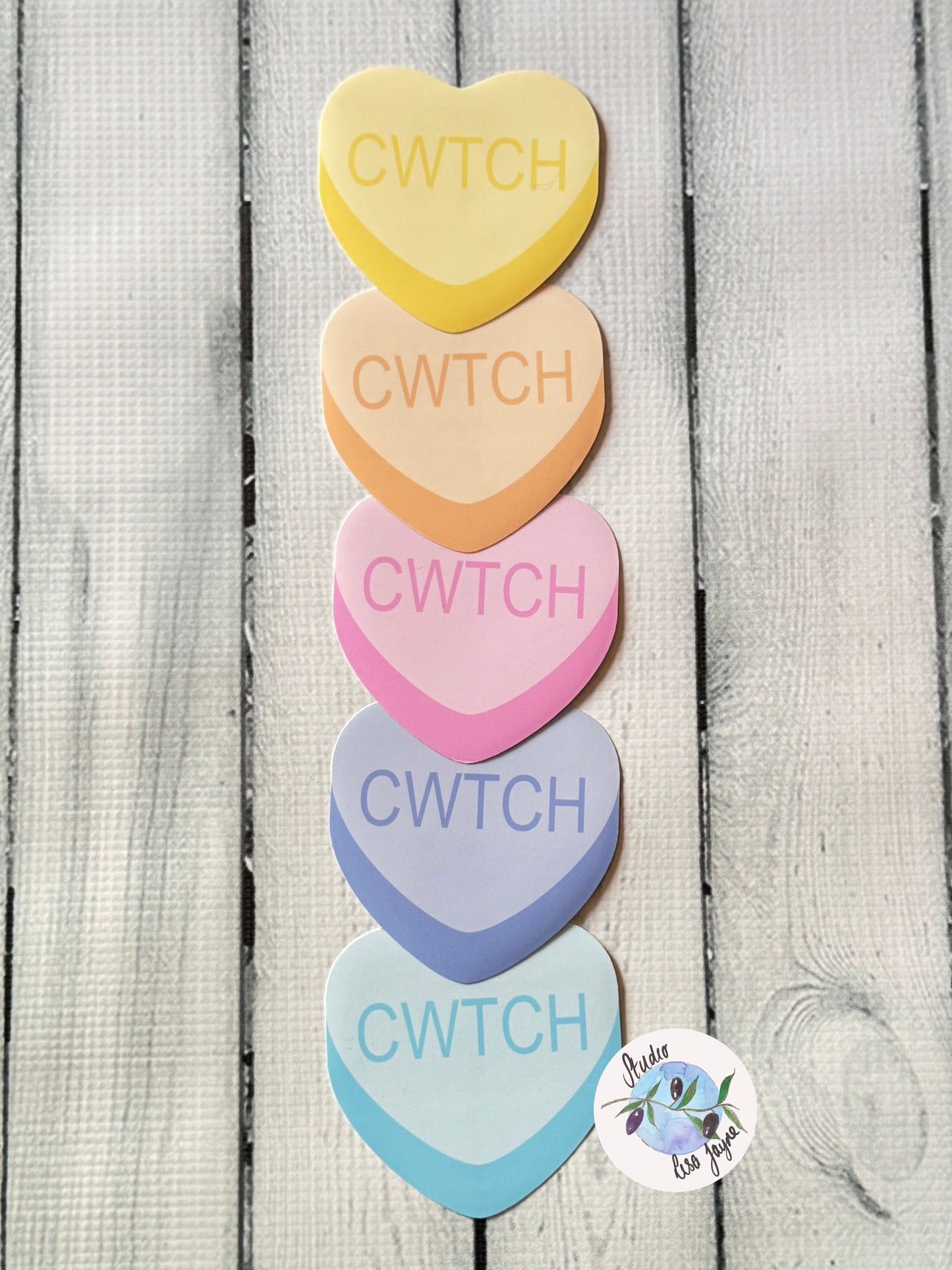 Cwtch Welsh Love Heart Sweets Candy Waterproof Vinyl Sticker