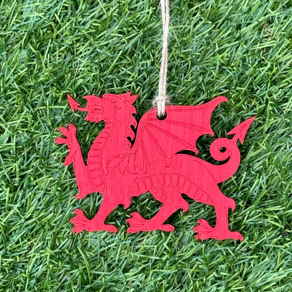 Welsh Dragon Hand Made Wooden Hanging Decor