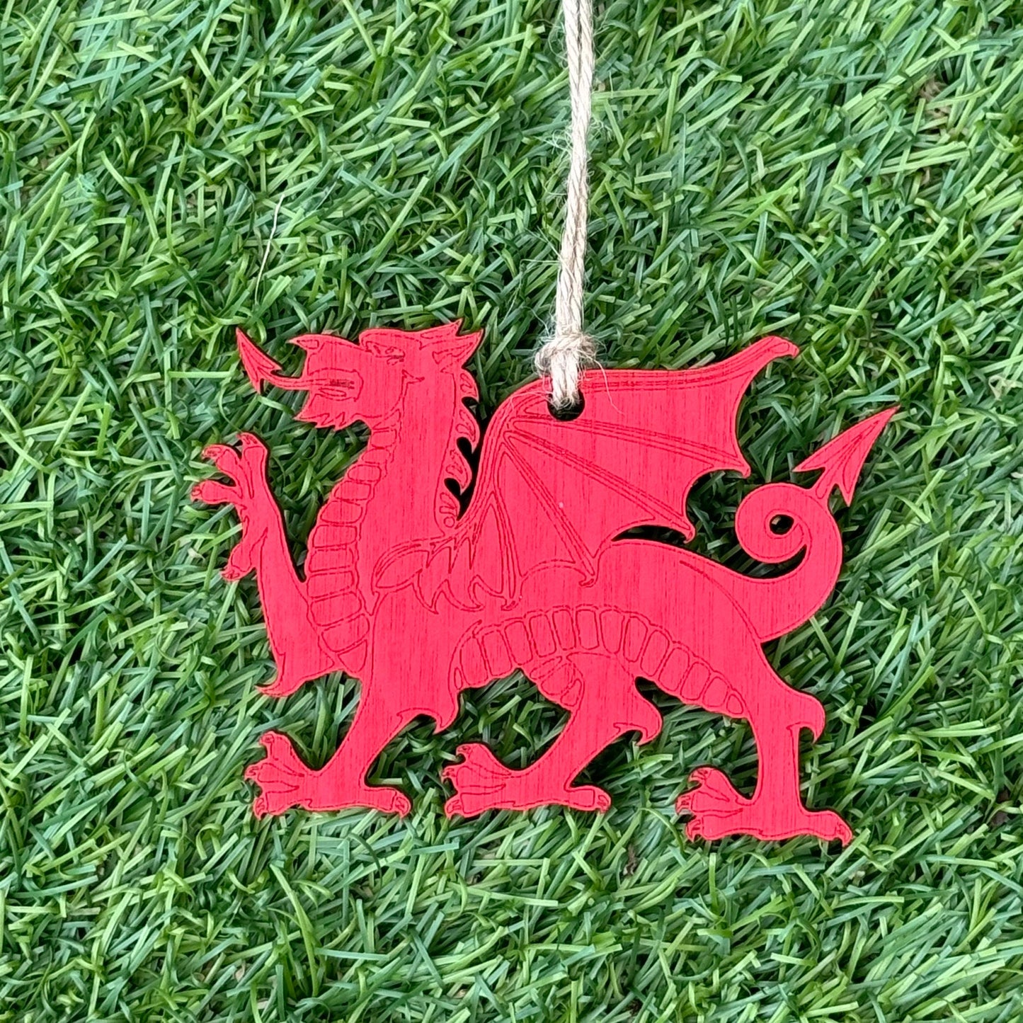 Welsh Dragon Hand Made Wooden Hanging Decor