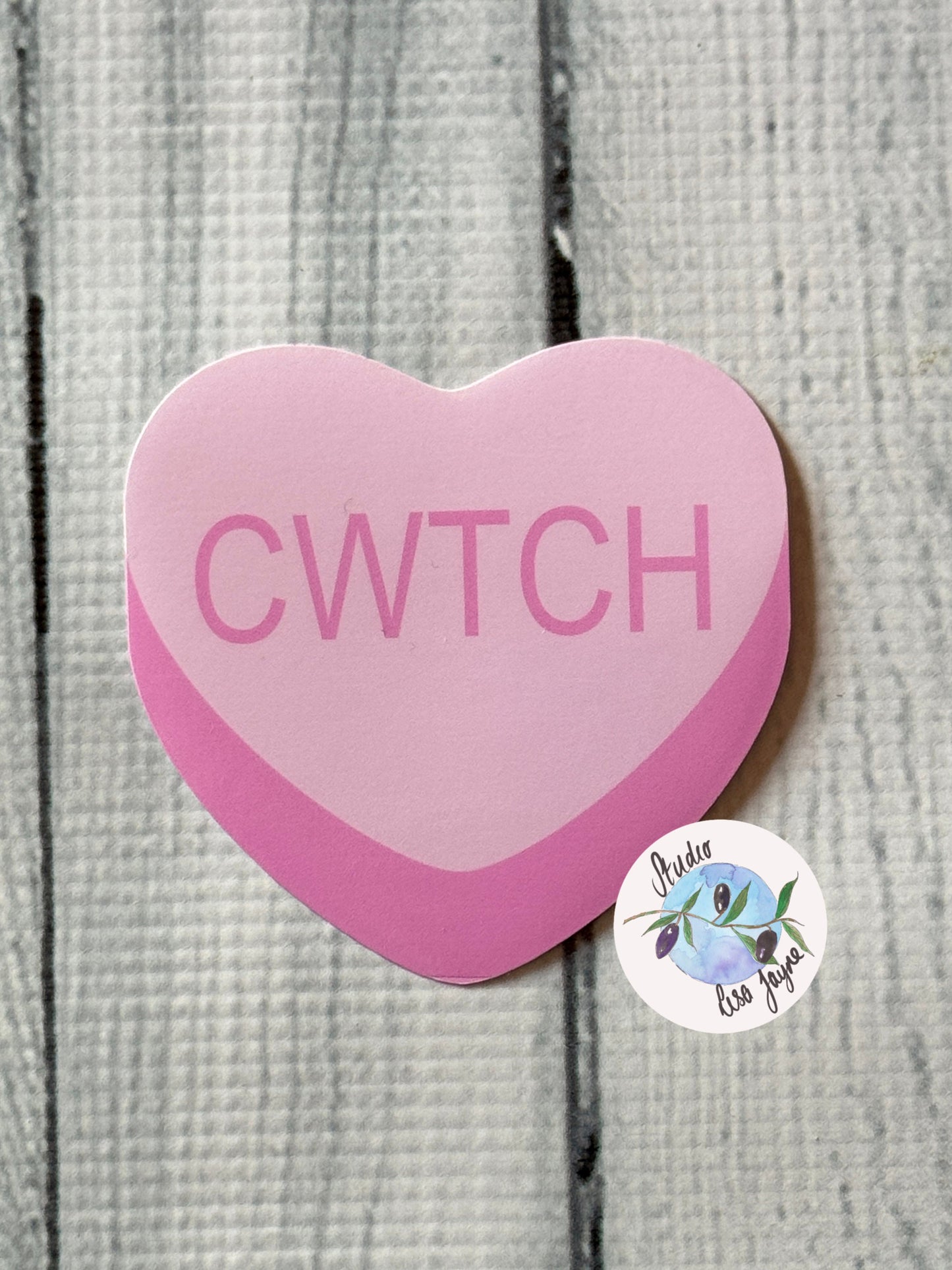 Cwtch Welsh Love Heart Sweets Candy Waterproof Vinyl Sticker