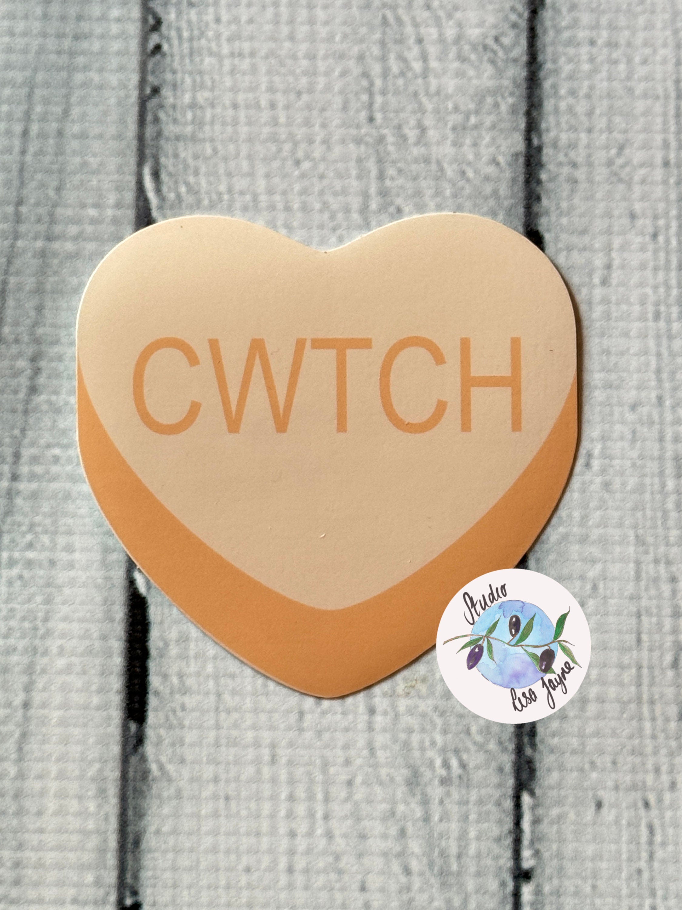 Cwtch Welsh Love Heart Sweets Candy Waterproof Vinyl Sticker
