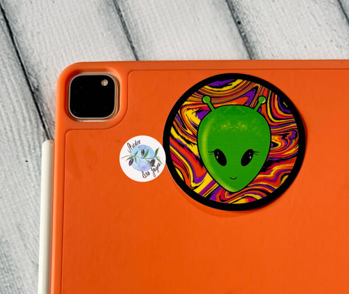 Alien Tie Dye Psychedelic Effect Round Circular Waterproof Vinyl Sticker