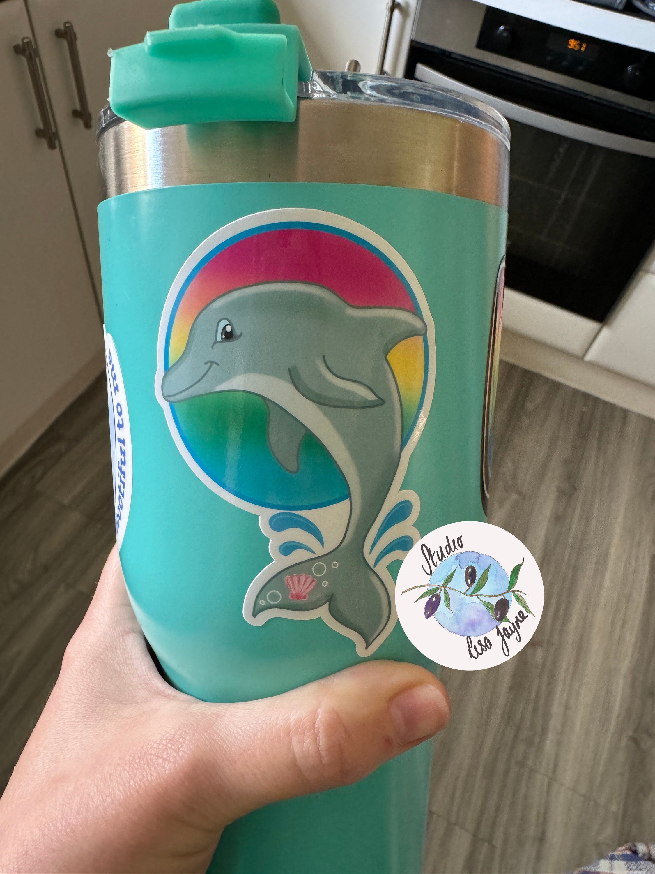 Dolphin Sunset Waterproof Vinyl Sticker