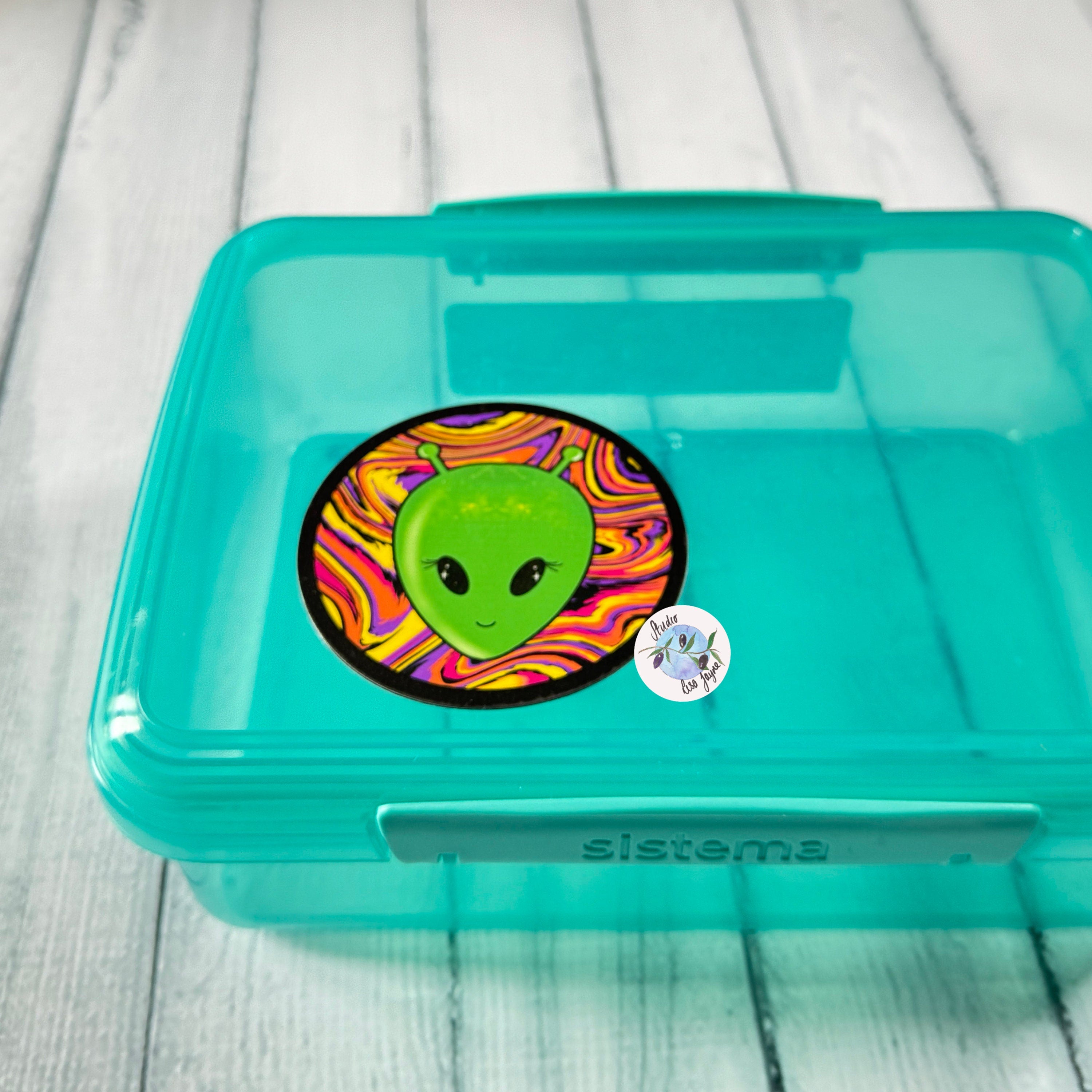 Alien Tie Dye Psychedelic Effect Round Circular Waterproof Vinyl Sticker