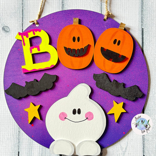 Halloween Boo Ghost Hanging Sign Room Decor