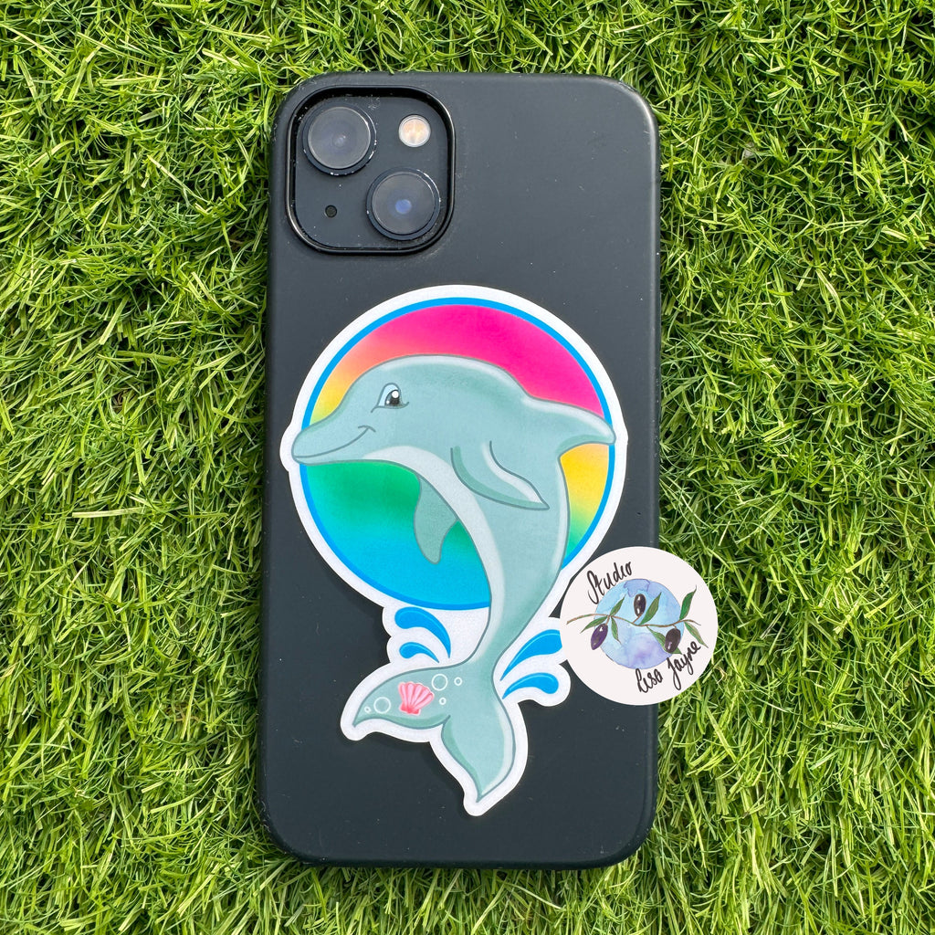 Dolphin Sunset Waterproof Vinyl Sticker
