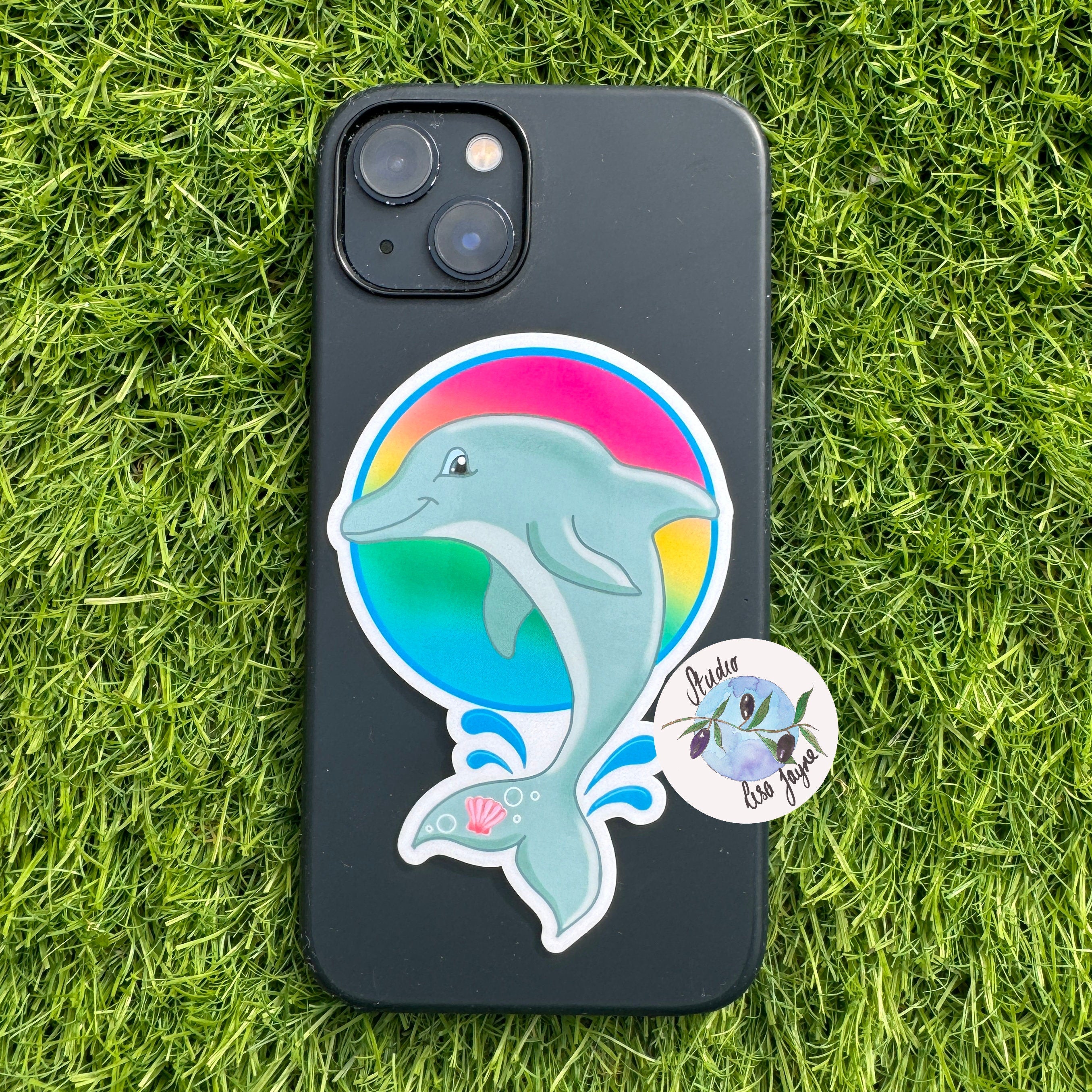 Dolphin Sunset Waterproof Vinyl Sticker
