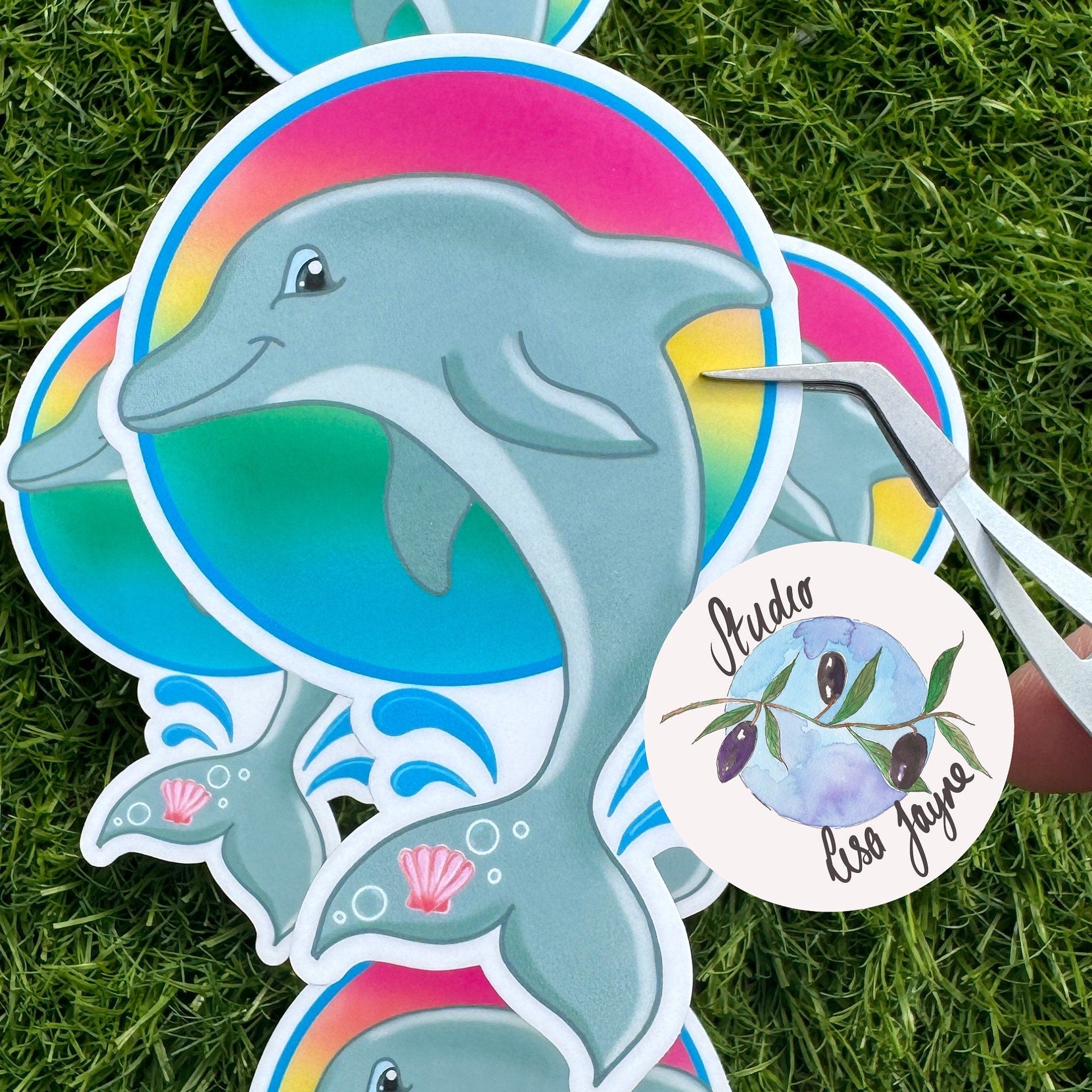 Dolphin Sunset Waterproof Vinyl Sticker
